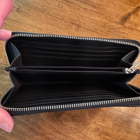 Coach Black Signature Continental Wallet with Silver Logo - Picture 3 of 3